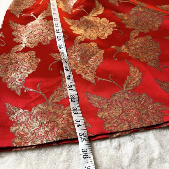 David Meister Red Gold Metallic Jacquard Off Shoulder Cocktail Dress Sz 10 - Picture 11 of 11